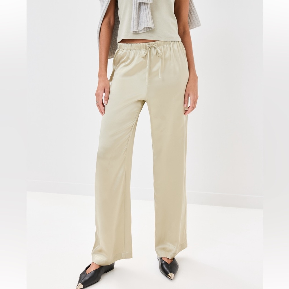 Reformation Light Green Silk Trousers
